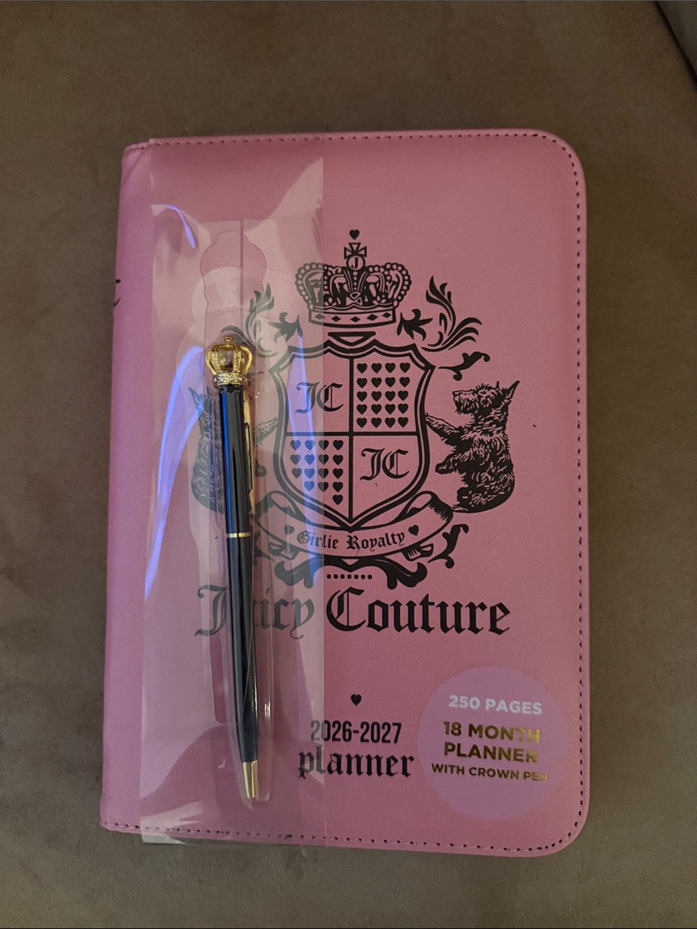 Juicy Couture Pink Planner with Black Crown Pen